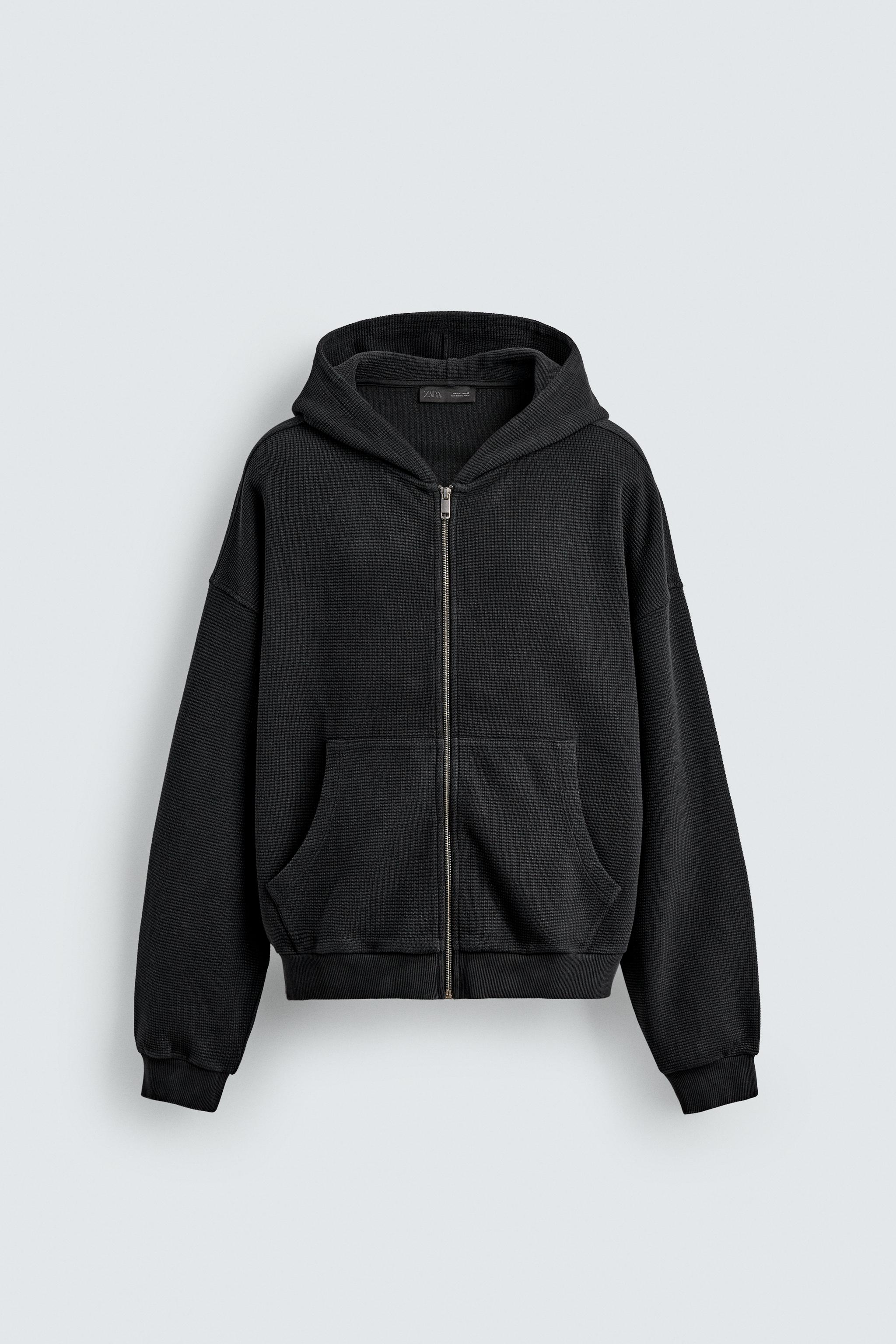HOODIE WAFFLE DÉLAVÉ À CAPUCHE